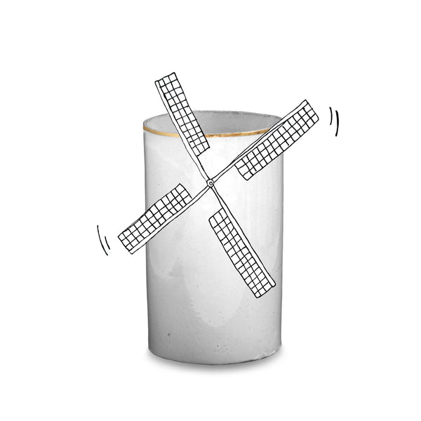 Summerill & Bishop Crésus Tube Vase With Gold Rim By Astier De Villatte 22cm