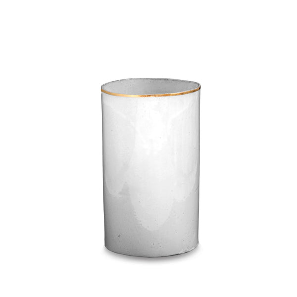 summerill & bishop Crésus Tube Vase with Gold Rim by Astier de Villatte 22cm