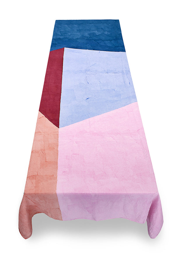 Summerill & Bishop "Cubes" Block Colour Linen Tablecloth In Multicolours