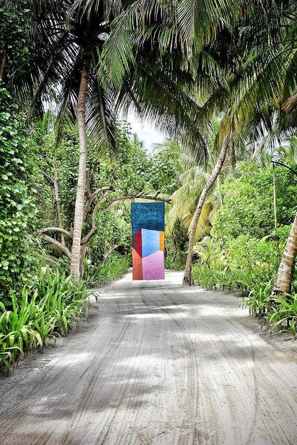 Summerill & Bishop "Cubes" Block Colour Linen Tablecloth In Multicolours