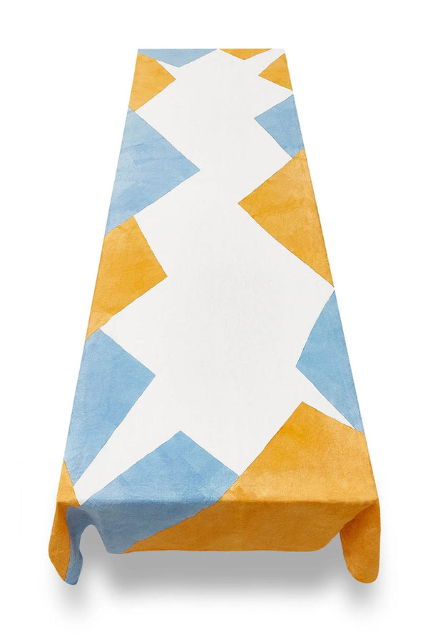 Summerill & Bishop Cubism Linen Tablecloth In Blue And Yellow