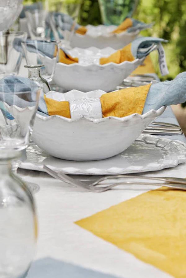 Summerill & Bishop Cubism Linen Tablecloth In Blue And Yellow