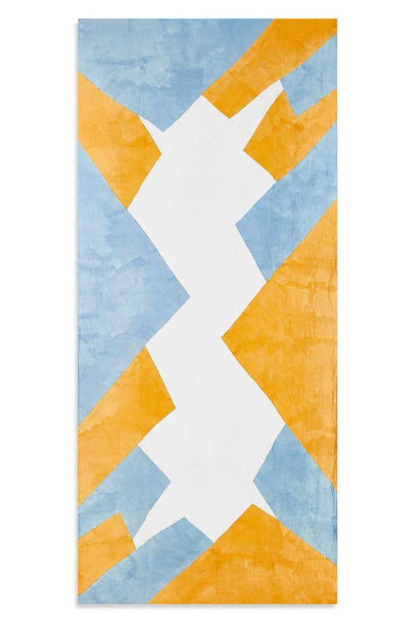 summerill & bishop Cubism Linen Tablecloth in Blue and Yellow