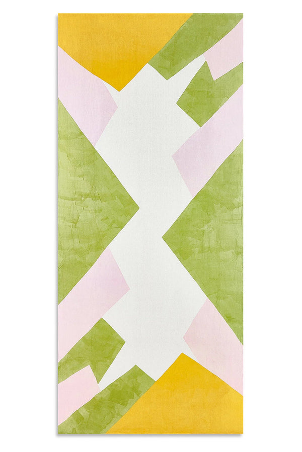summerill & bishop Cubism Linen Tablecloth in Pink Green and Yellow