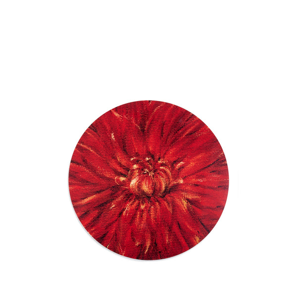 summerill & bishop Dahlia 'Autumn Splendor' Round Cork-Backed Placemat in Rust Red 34cm