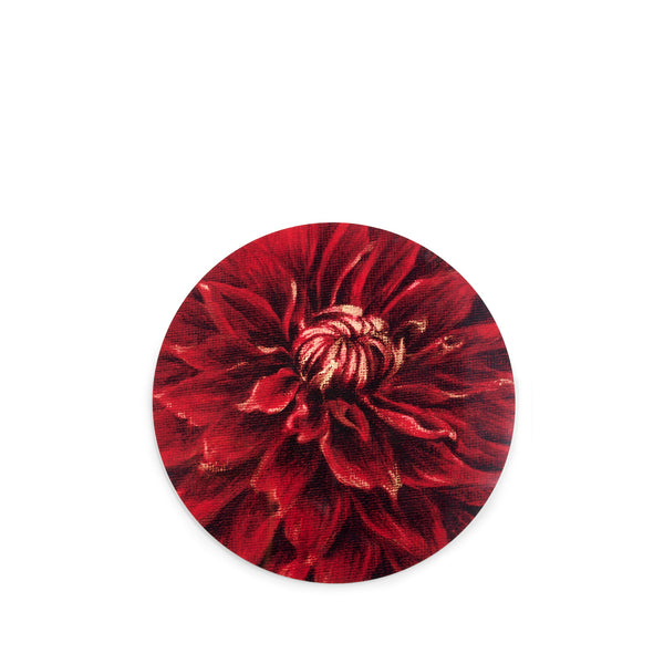 summerill & bishop Dahlia 'Nuit d’Ete' Round Cork-Backed Placemat in Claret Red 34cm