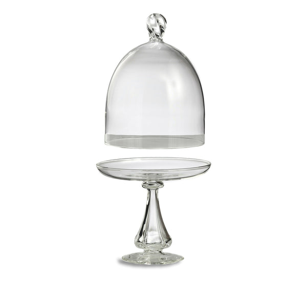 Summerill & Bishop Eleanor Clear Handblown Glass Cake Stand & Dome Small 19cm