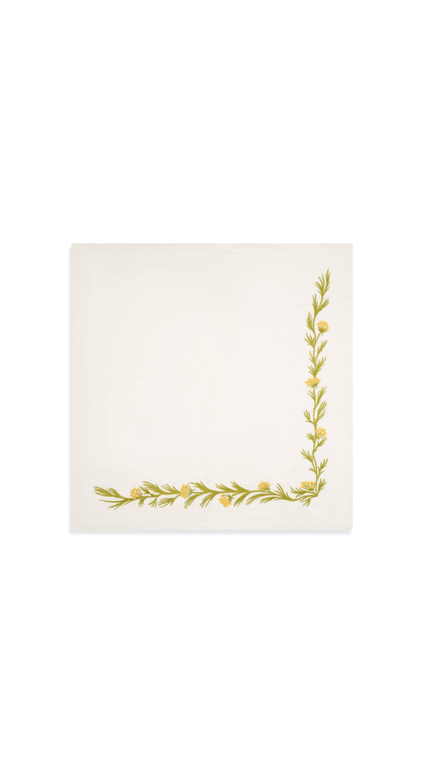 Summerill & Bishop Embroidered Fennel Flower Linen Napkin 50x50cm
