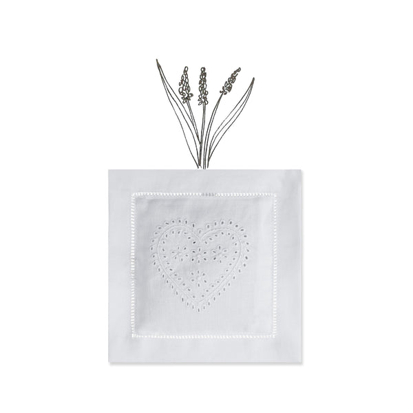 Summerill & Bishop Embroidered Heart Cotton Lavender Sachet