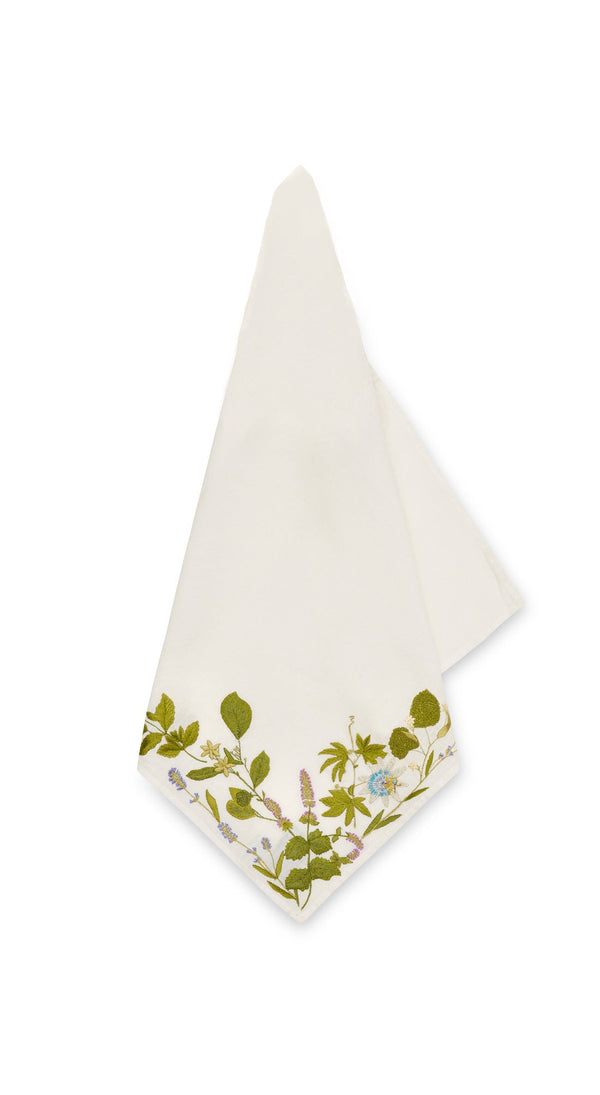 summerill & bishop Embroidered 'Herb Garden' Linen Napkin 50x50cm