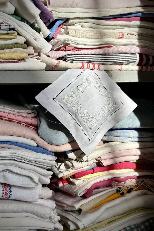 Summerill & Bishop Embroidered Square Lace Cotton Lavender Sachet