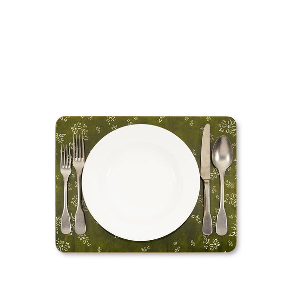 Summerill & Bishop Falling Flower Cork-Backed Placemat In Avocado Green 29 X 38cm
