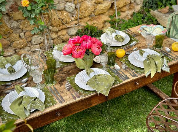 Summerill & Bishop Falling Flower Cork-Backed Placemat In Avocado Green 29 X 38cm