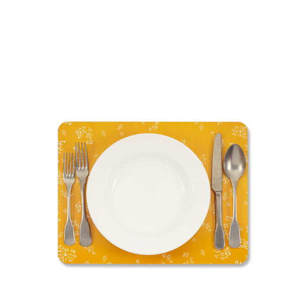 Summerill & Bishop Falling Flower Cork-Backed Placemat In Lemon Yellow 29 X 38cm