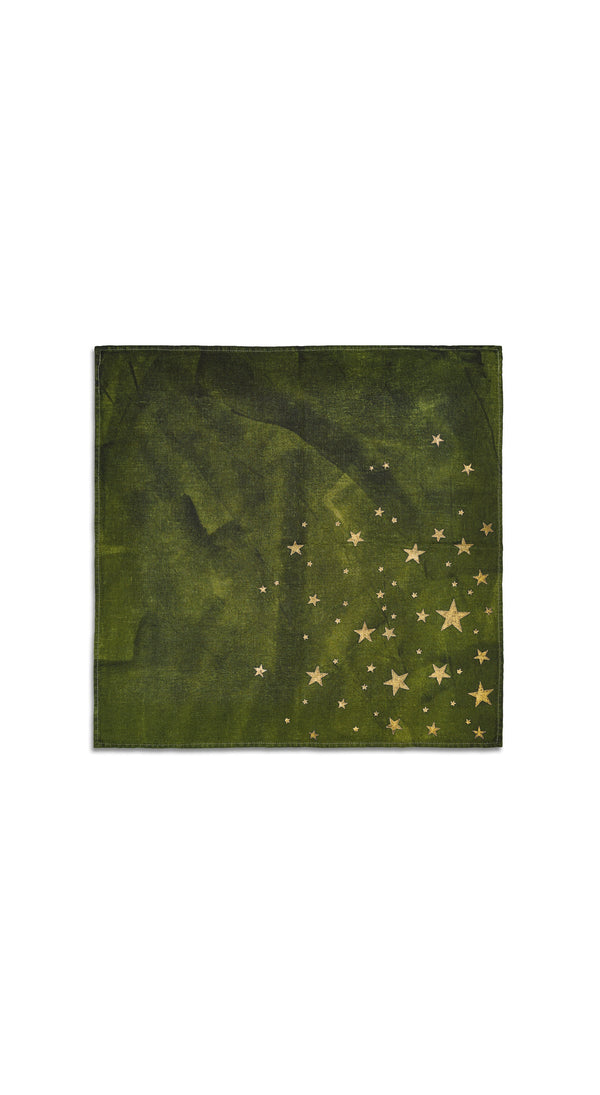 Summerill & Bishop Falling Stars Linen Napkin In Avocado Green 50x50cm