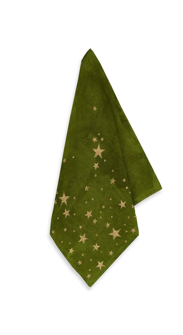 summerill & bishop Falling Stars Linen Napkin in Avocado Green 50x50cm