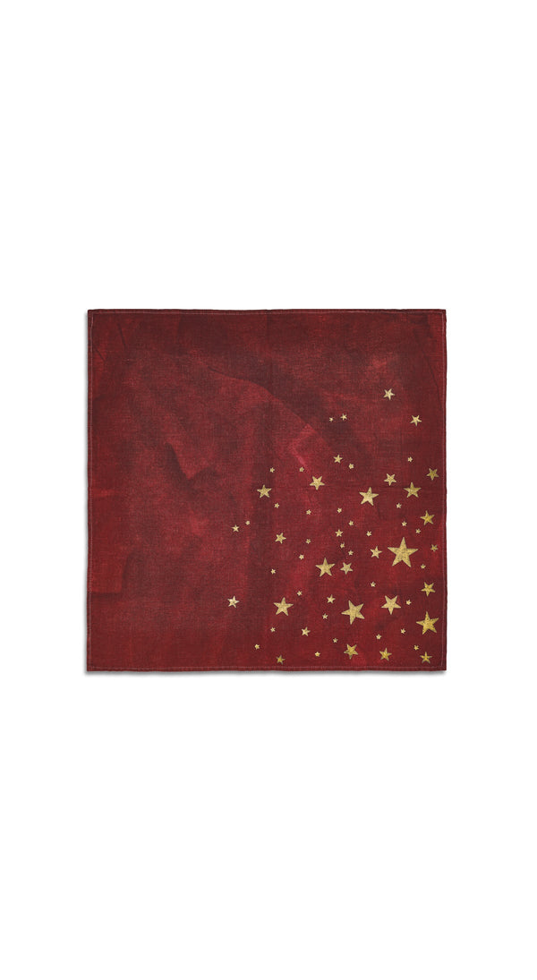 Summerill & Bishop Falling Stars Linen Napkin In Claret Red 50x50cm