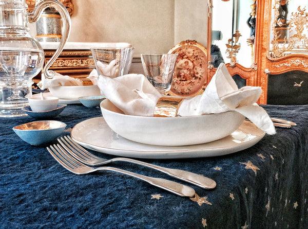 Summerill & Bishop Falling Stars Linen Napkin In Ink Blue 50x50cm