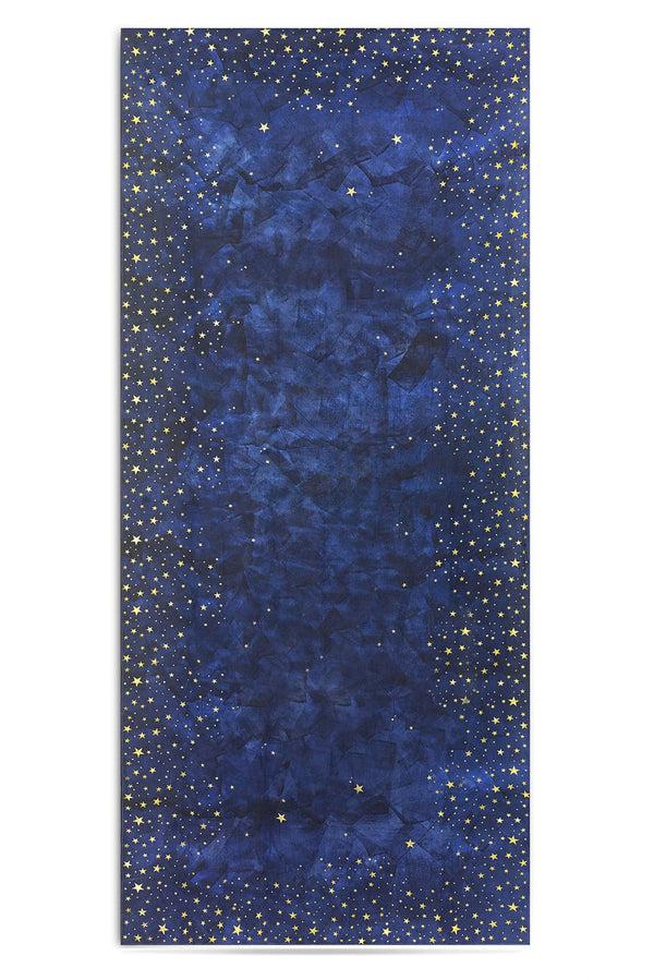summerill & bishop Falling Stars Linen Tablecloth in Ink Blue with Gold Stars