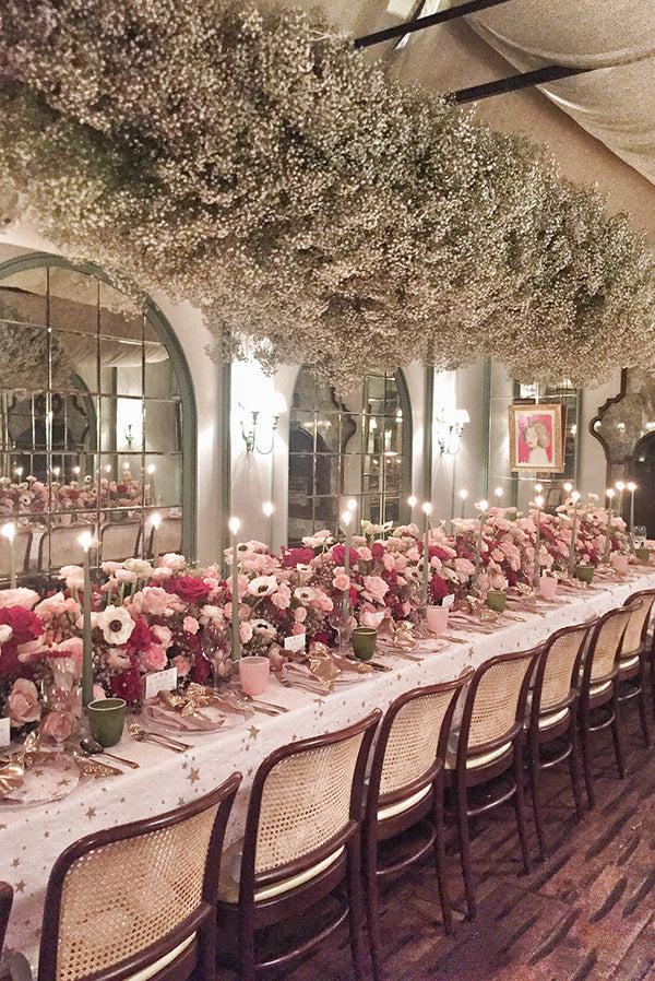 Summerill & Bishop Falling Stars Linen Tablecloth In Light Pink