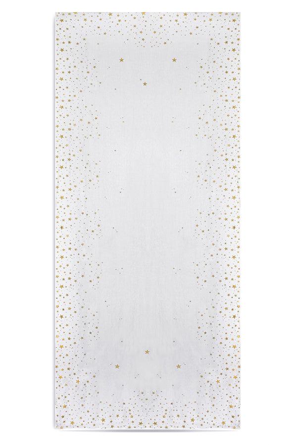 summerill & bishop Falling Stars Linen Tablecloth in White with Gold Stars