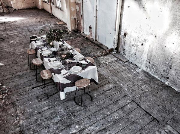 Summerill & Bishop 'Feast' Word Linen Tablecloth In Grape Purple