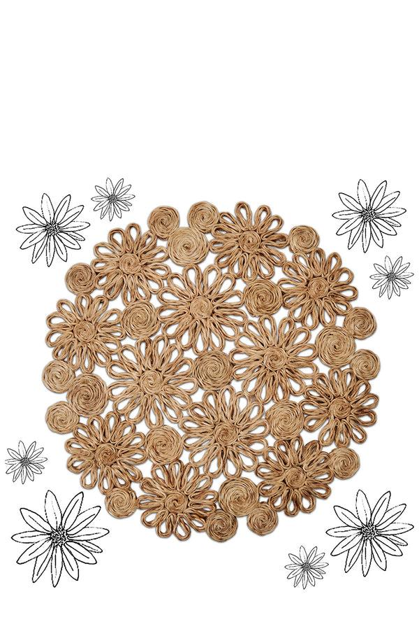 Summerill & Bishop Floral Woven Abaca Placemat In Natural 40cm