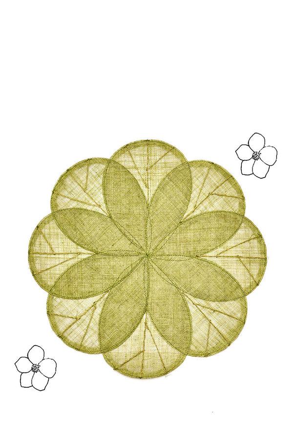 Summerill & Bishop Flower Woven Sinamay Placemat In Grass Green 40cm