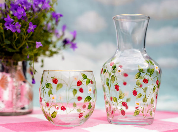 Summerill & Bishop 'Fraises Des Bois' Bedside Carafe & Tumbler Set