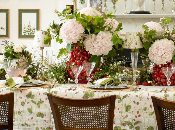 Summerill & Bishop 'Fraises Des Bois' Linen French Drum Lampshade 13cm