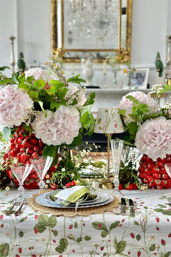 Summerill & Bishop 'Fraises Des Bois' Linen French Drum Lampshade 13cm