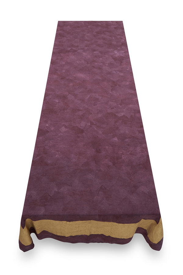 Summerill & Bishop 'Full Field Cornice' Linen Tablecloth In Grape Purple & Gold