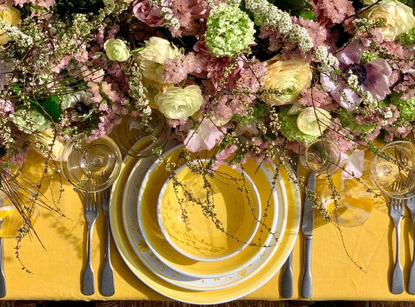 Summerill & Bishop 'Full Field' Linen Napkin In Lemon Yellow 50x50cm