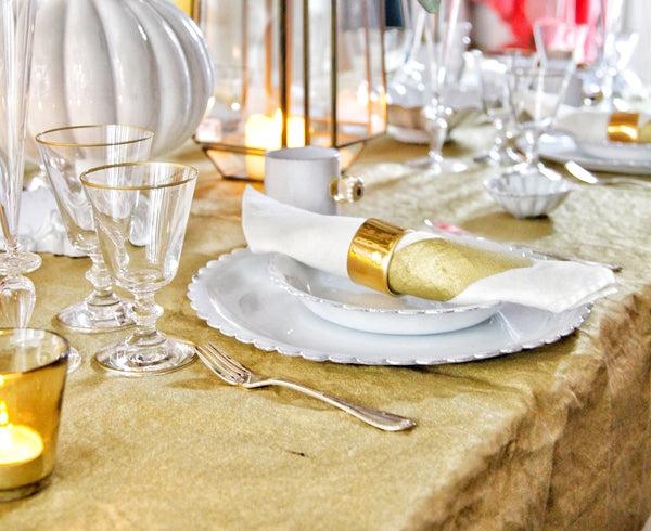 Summerill & Bishop 'Full Field' Linen Tablecloth In Gold