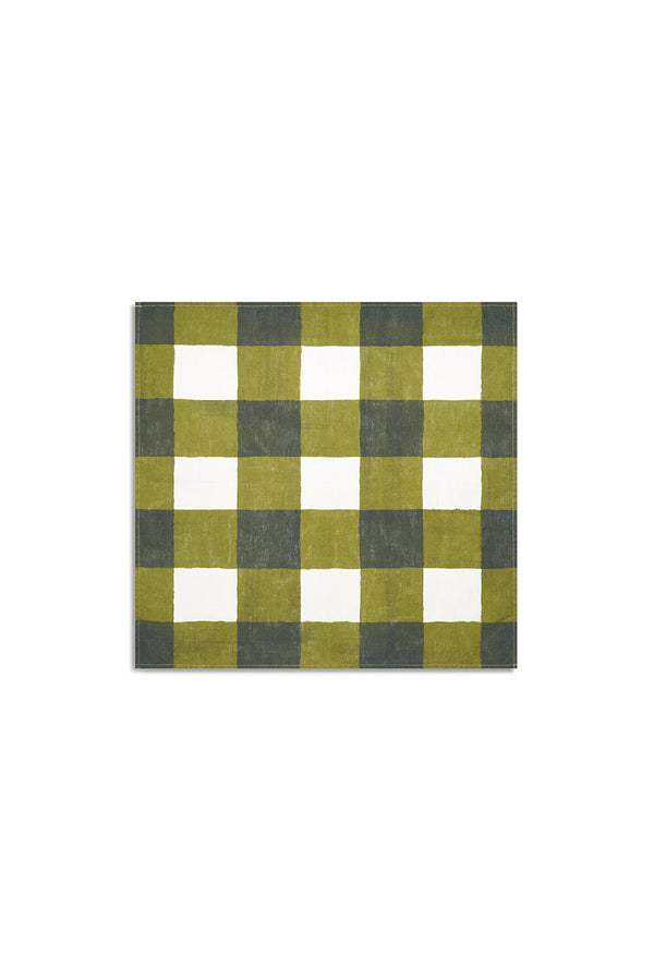 Summerill & Bishop 'Gingham' Linen Napkin In Avocado Green