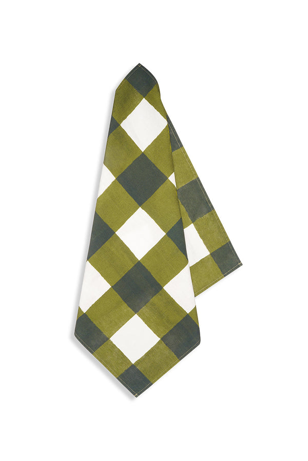 summerill & bishop 'Gingham' Linen Napkin in Avocado Green