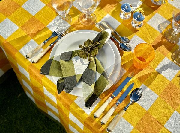 Summerill & Bishop ‘Gingham’ Linen Napkin In Mustard Yellow