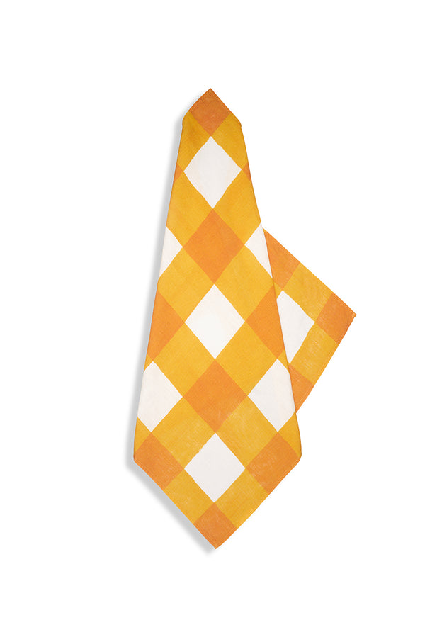 summerill & bishop ‘Gingham’ Linen Napkin in Mustard Yellow