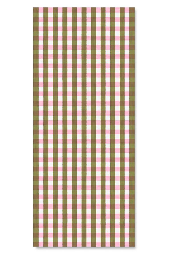 summerill & bishop 'Gingham' Linen Tablecloth in Rose Pink & Avocado Green
