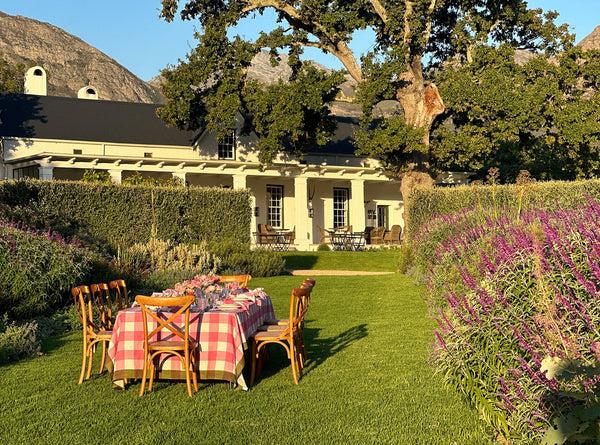 Summerill & Bishop 'Gingham' Linen Tablecloth In Rose Pink With Avocado Green Trim