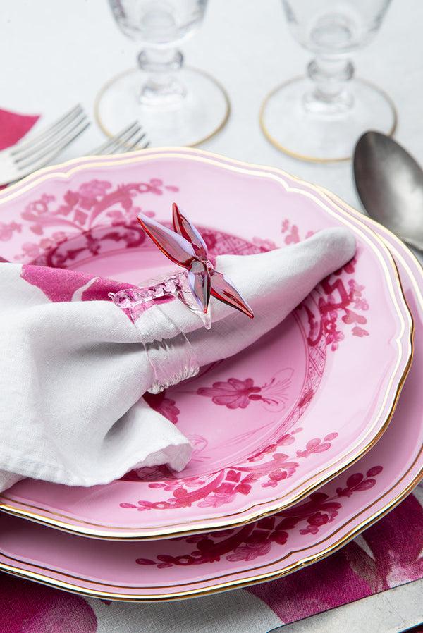 Summerill & Bishop Ginori 1735 Oriente Italiano Pink Gold Rim Soup Plate Set Of 2 24cm