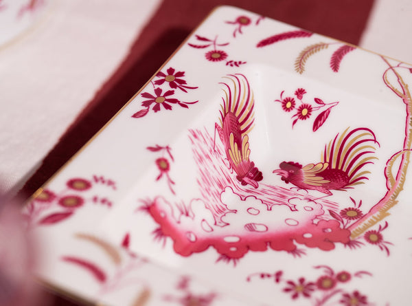 Summerill & Bishop Ginori 1735 Oro Di Doccia Magenta Rectangular Tray 15 X 19cm