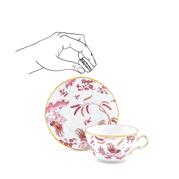 Summerill & Bishop Ginori 1735 Oro Di Doccia Magenta Tea Saucer 15cm & Tea Cup 9.5cm Set