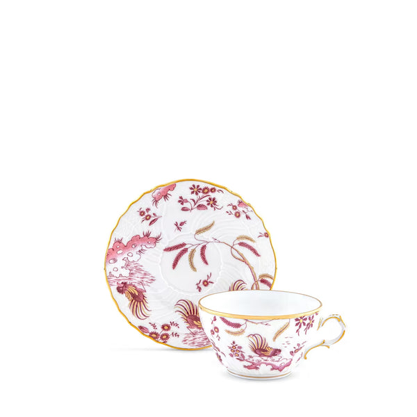 summerill & bishop Ginori 1735 Oro di Doccia Magenta Tea Saucer 15cm & Tea Cup 9.5cm Set