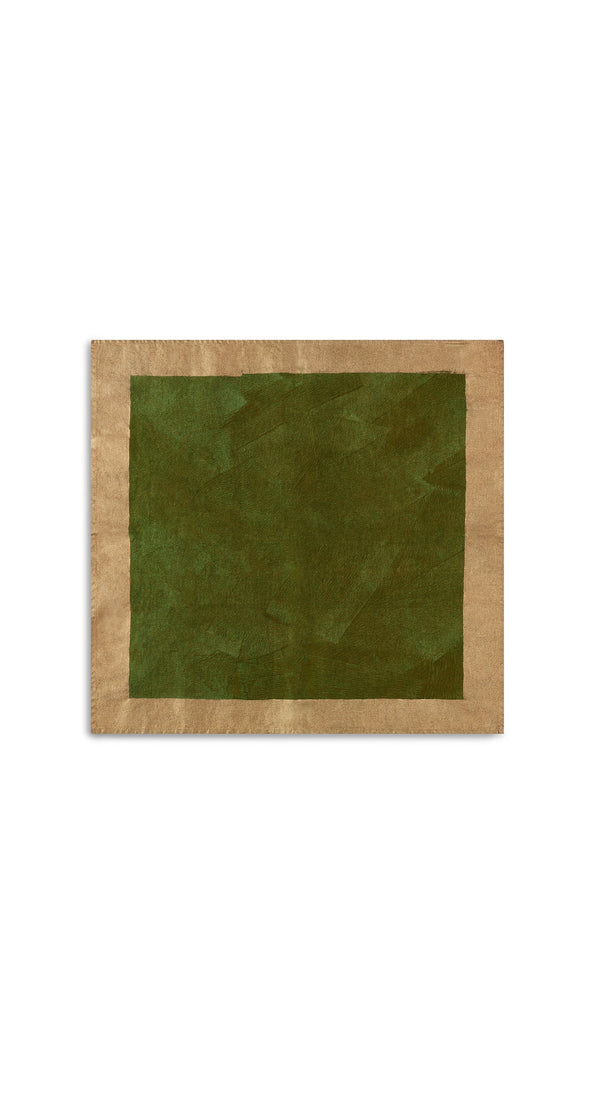 Summerill & Bishop 'Gold Edge' Linen Napkin In Avocado Green 50x50cm