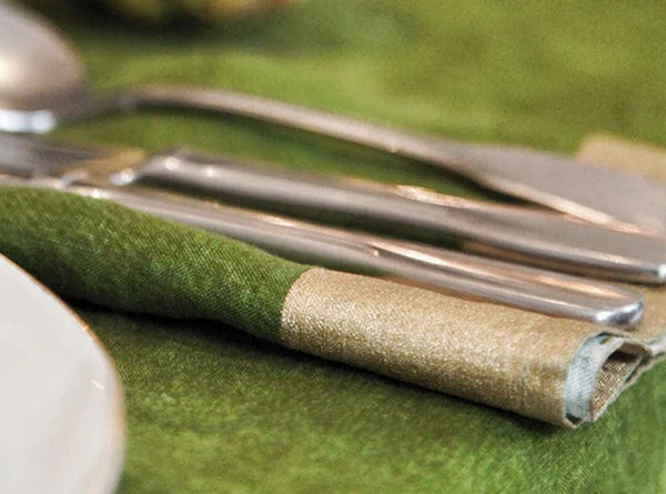 Summerill & Bishop 'Gold Edge' Linen Napkin In Avocado Green 50x50cm