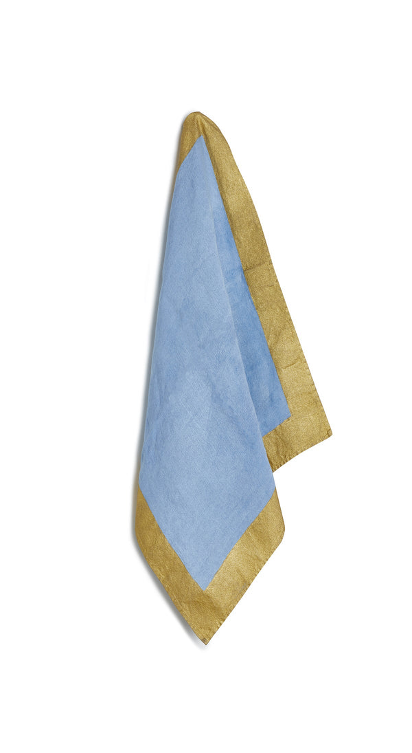 summerill & bishop 'Gold Edge' Linen Napkin in Pale Blue 50x50cm
