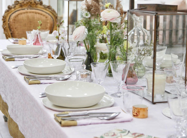 Summerill & Bishop 'Gold Edge' Linen Napkin In Pale Pink 50x50cm