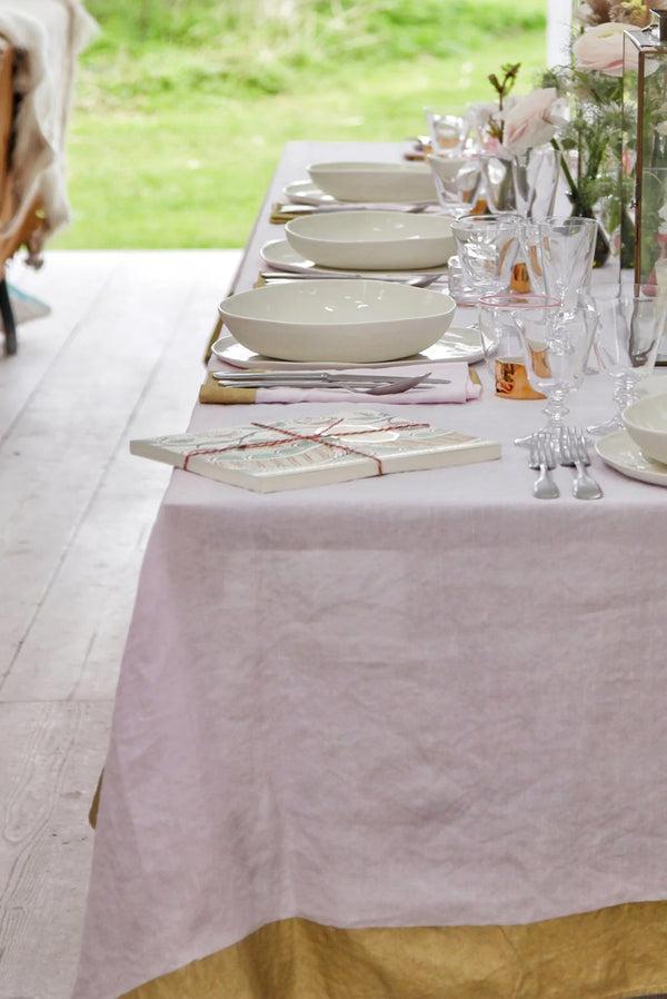 Summerill & Bishop 'Gold Edge' Linen Napkin In Pale Pink 50x50cm