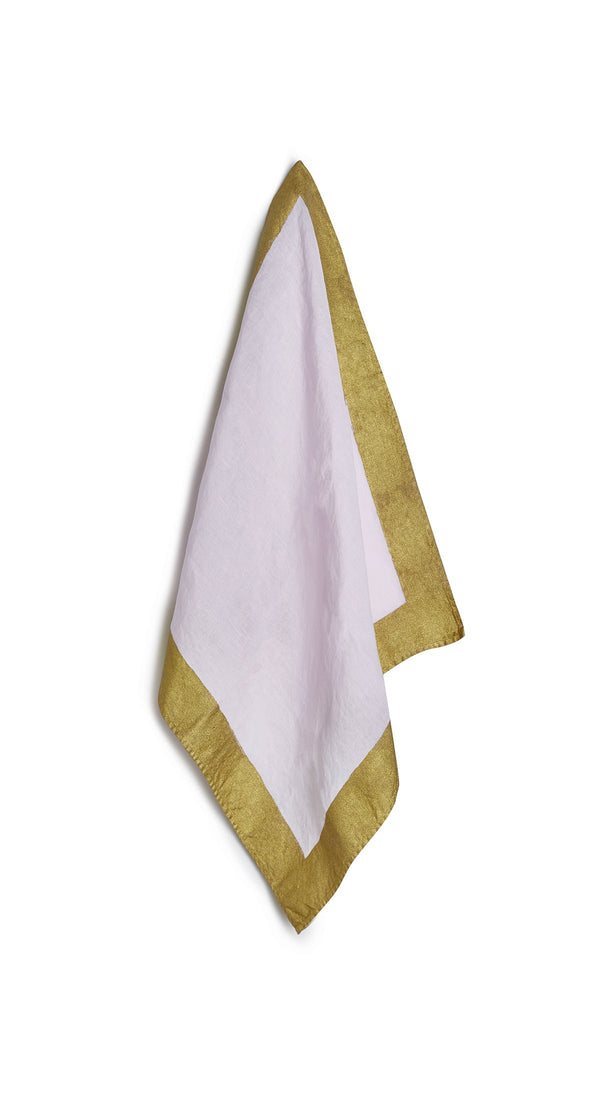 summerill & bishop 'Gold Edge' Linen Napkin in Pale Pink 50x50cm